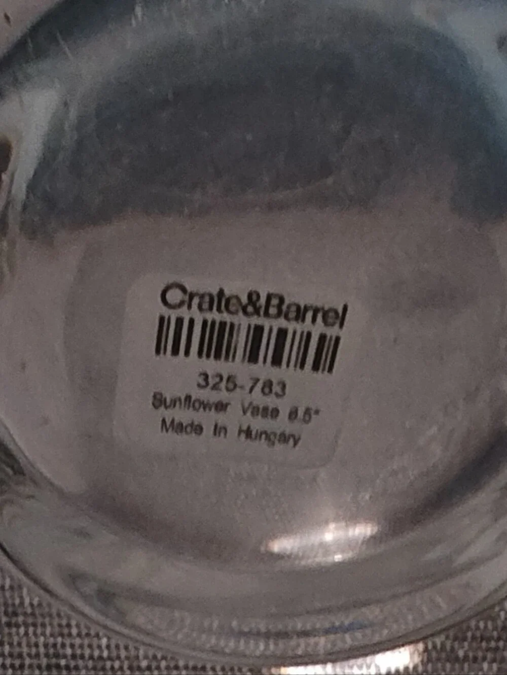 Crate&Barrel Clear Glass Vase